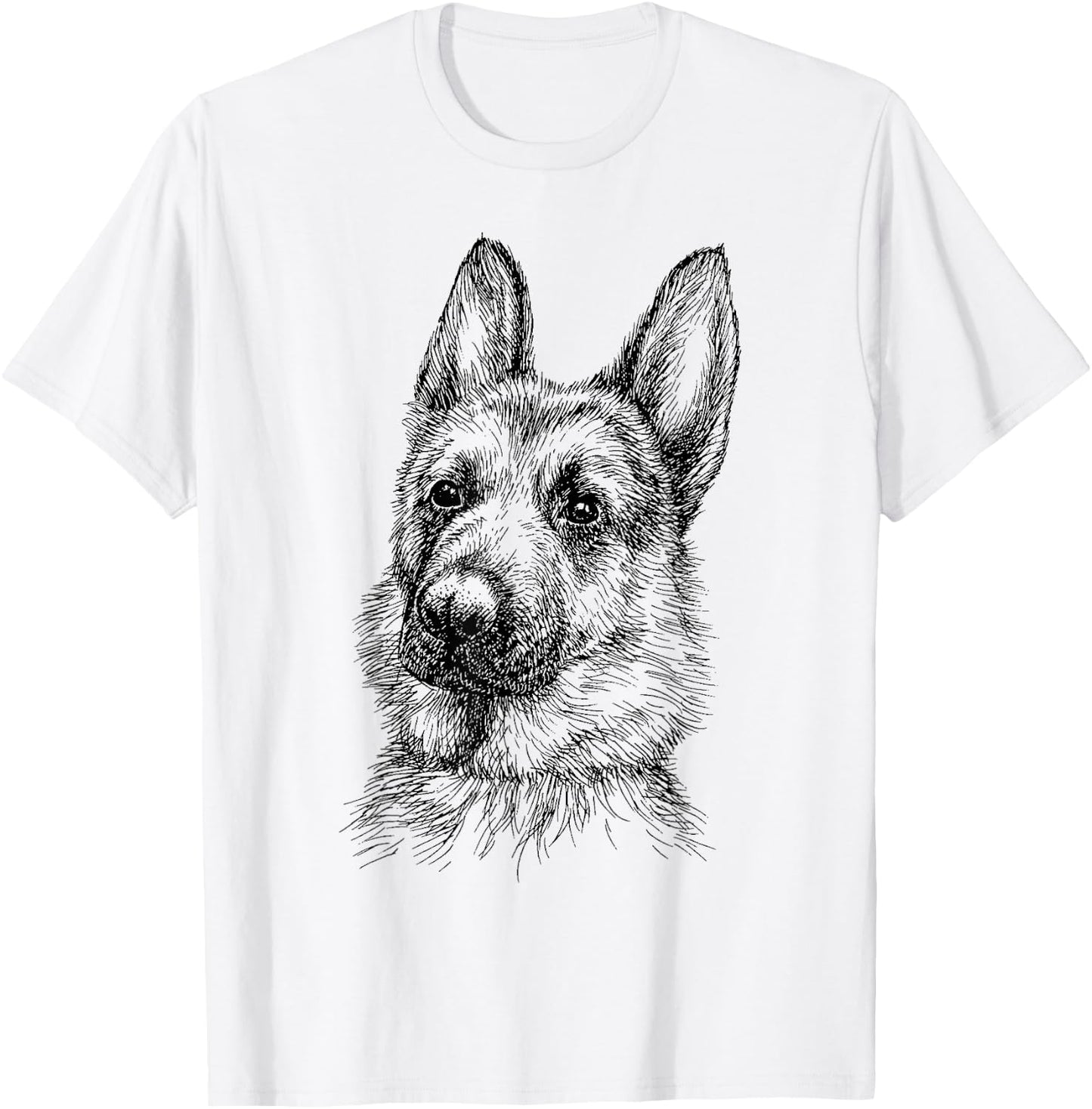 Portrait Drawing German Shepherd for Dog Owners T-Shirt - T-Shirt | White