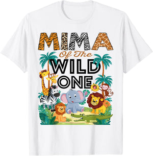 Mima Of The Wild One Safari Zoo Animal Birthday Party T-Shirt - T-Shirt | White