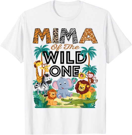 Mima Of The Wild One Safari Zoo Animal Birthday Party T-Shirt - T-Shirt | White