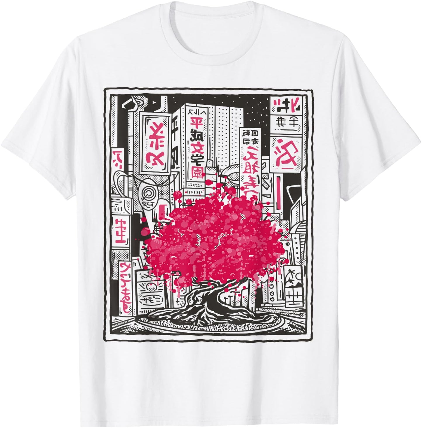 Japanese Cherry Blossom Tree City Sakura T-Shirt - T-Shirt | White