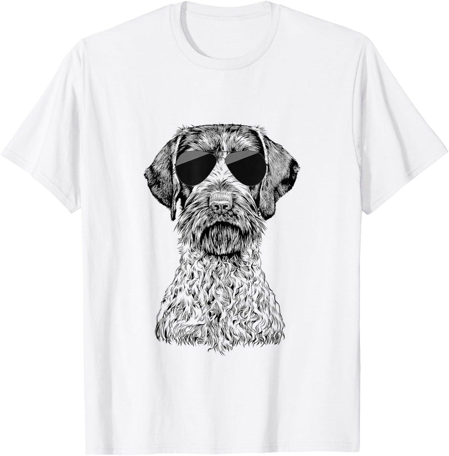 German Wirehaired Pointer GWP Dog with Sunglasses T-Shirt - T-Shirt | White