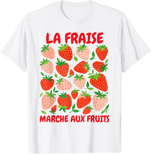 Strawberry Lover Farmers Market La Fraise Marche Aux Fruits T-Shirt - T-Shirt | White