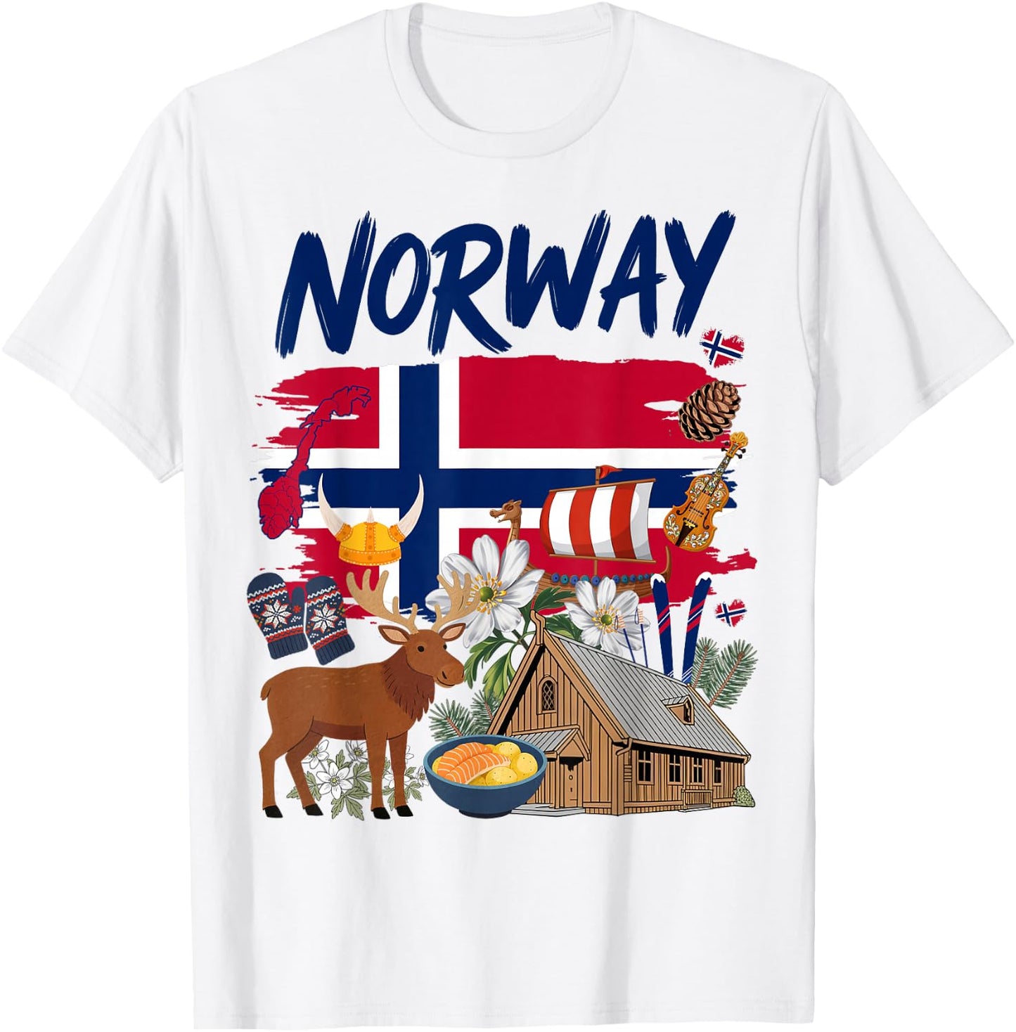 Norwegian Flag Costume Outfit Idea for Kids & Norway Themed T-Shirt - T-Shirt | White