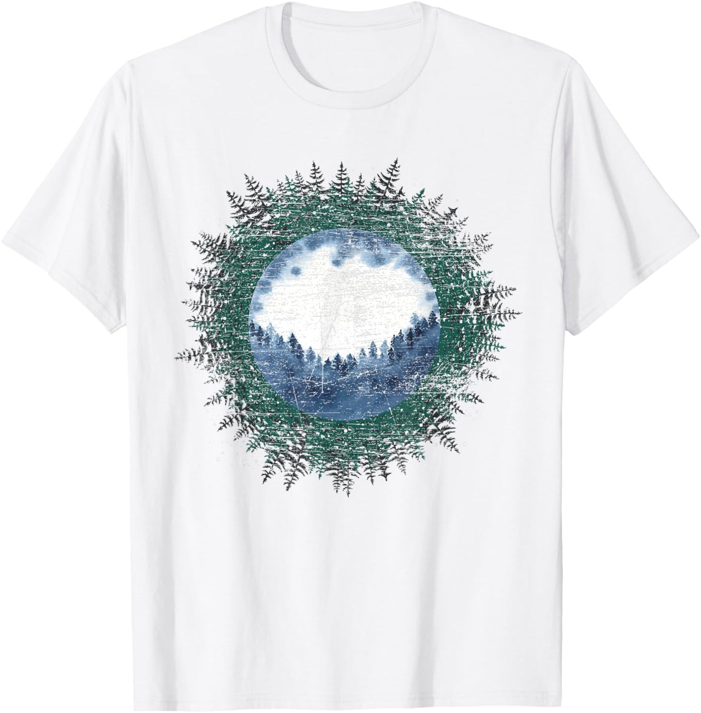 Moonlight Outdoor Wild Trees Wildlife Forest Moon Nature T-Shirt - T-Shirt | White