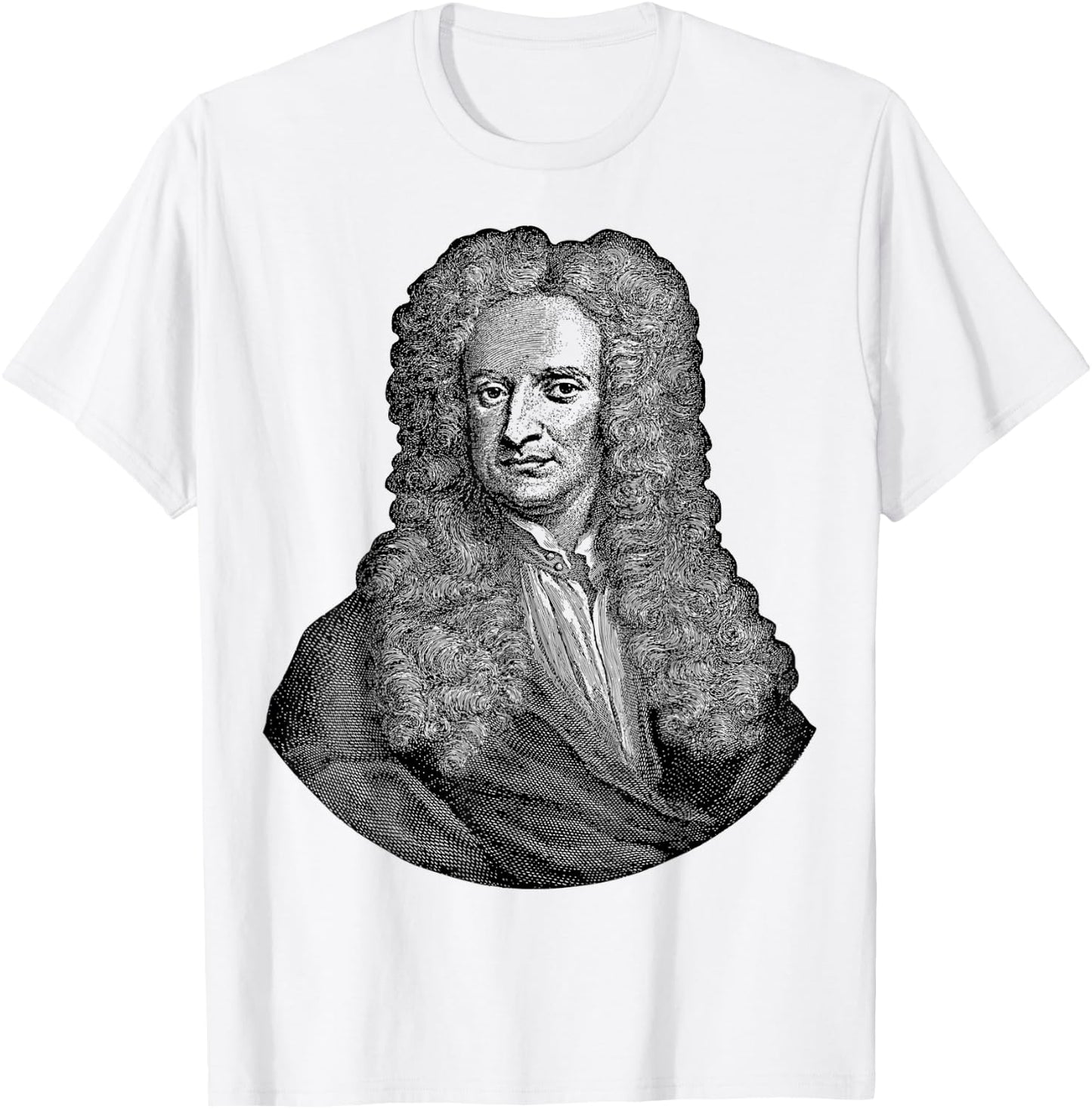 Sir Isaac Newton Face Portrait Gravity Science T-Shirt - T-Shirt | White