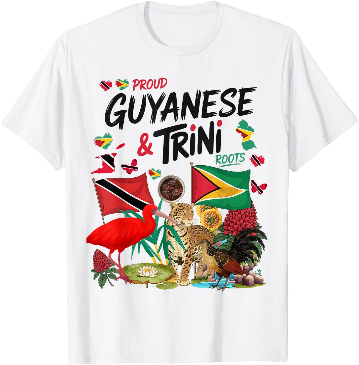 Trinidad & Guyana Flag Outfit Idea for Kids Guyanese Roots T-Shirt - T-Shirt | White