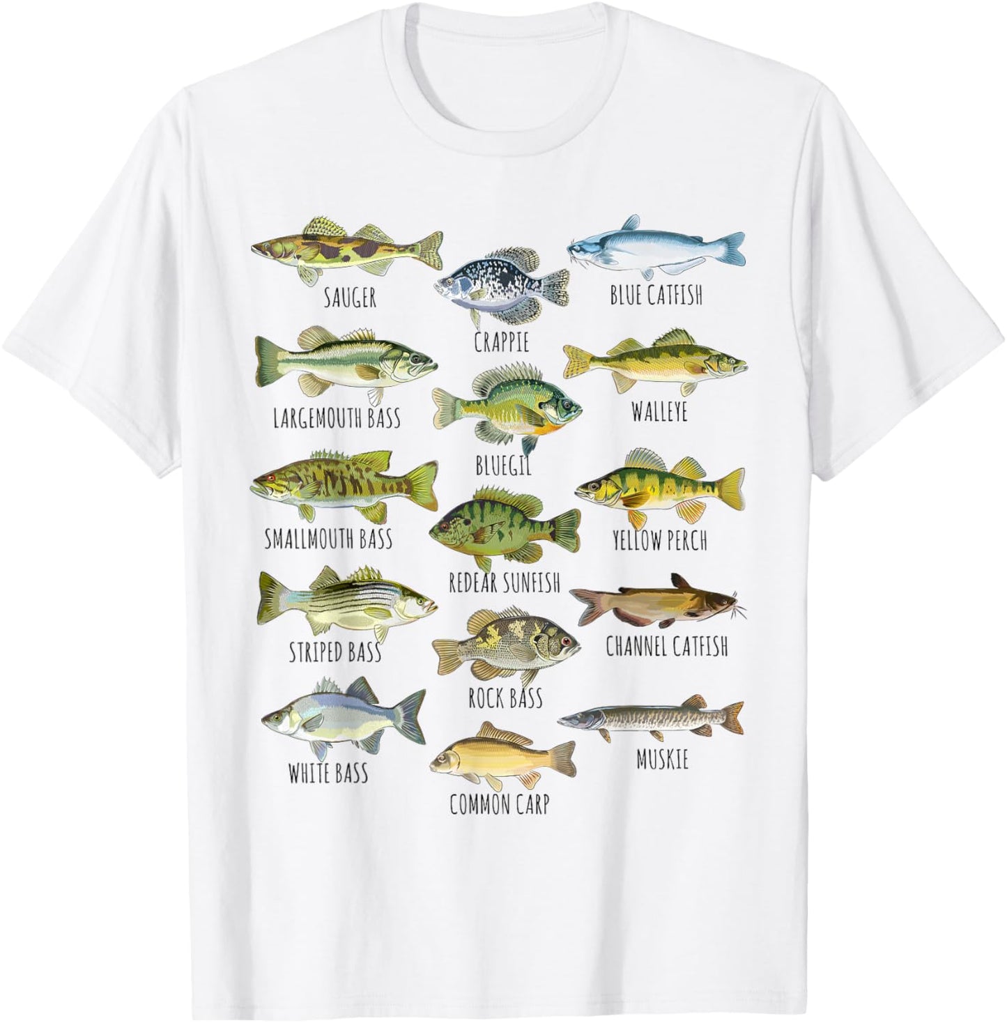 Fish Species Biology Types Of Freshwater Fish Fishing T-Shirt - T-Shirt | White