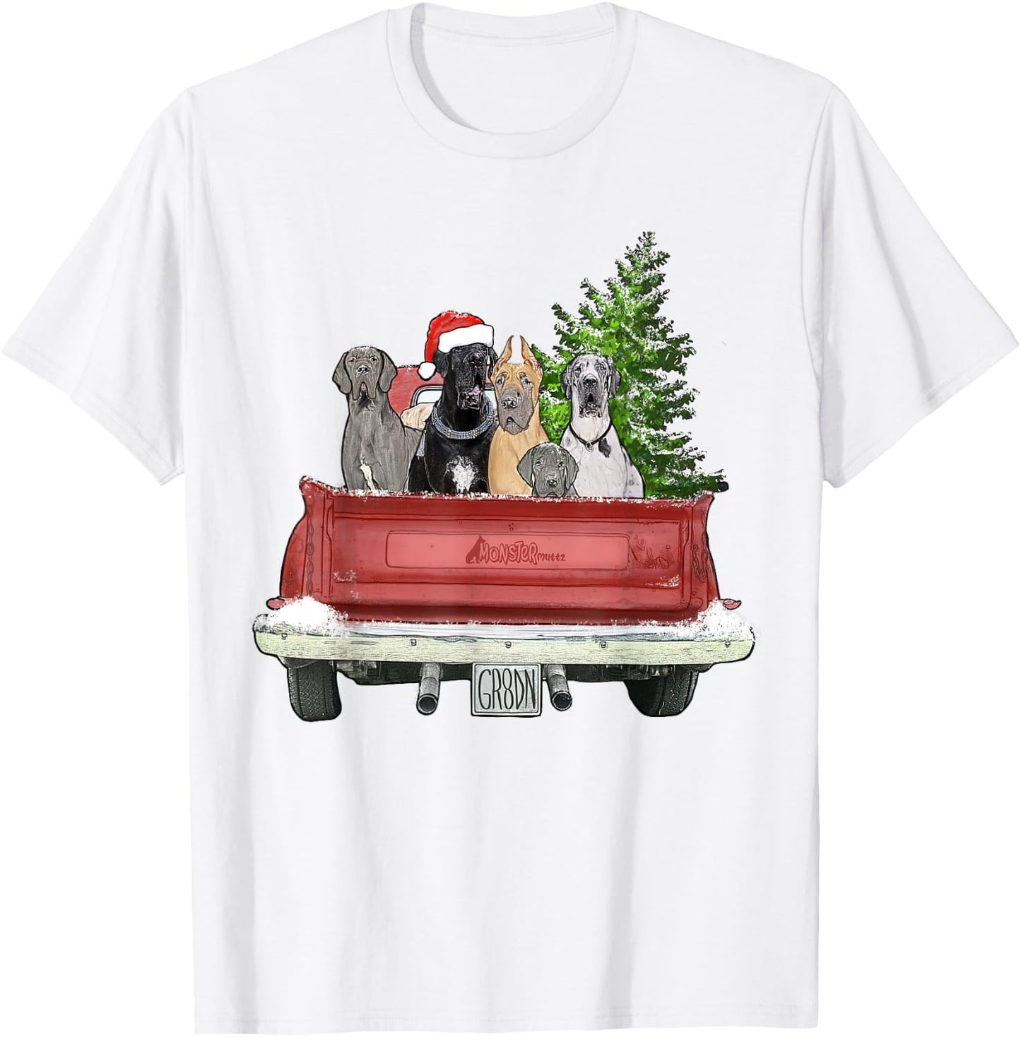 Cute Great Dane Christmas Top, Dog Mom Owner Vintage Truck Women Kids T-Shirt - T-Shirt | White