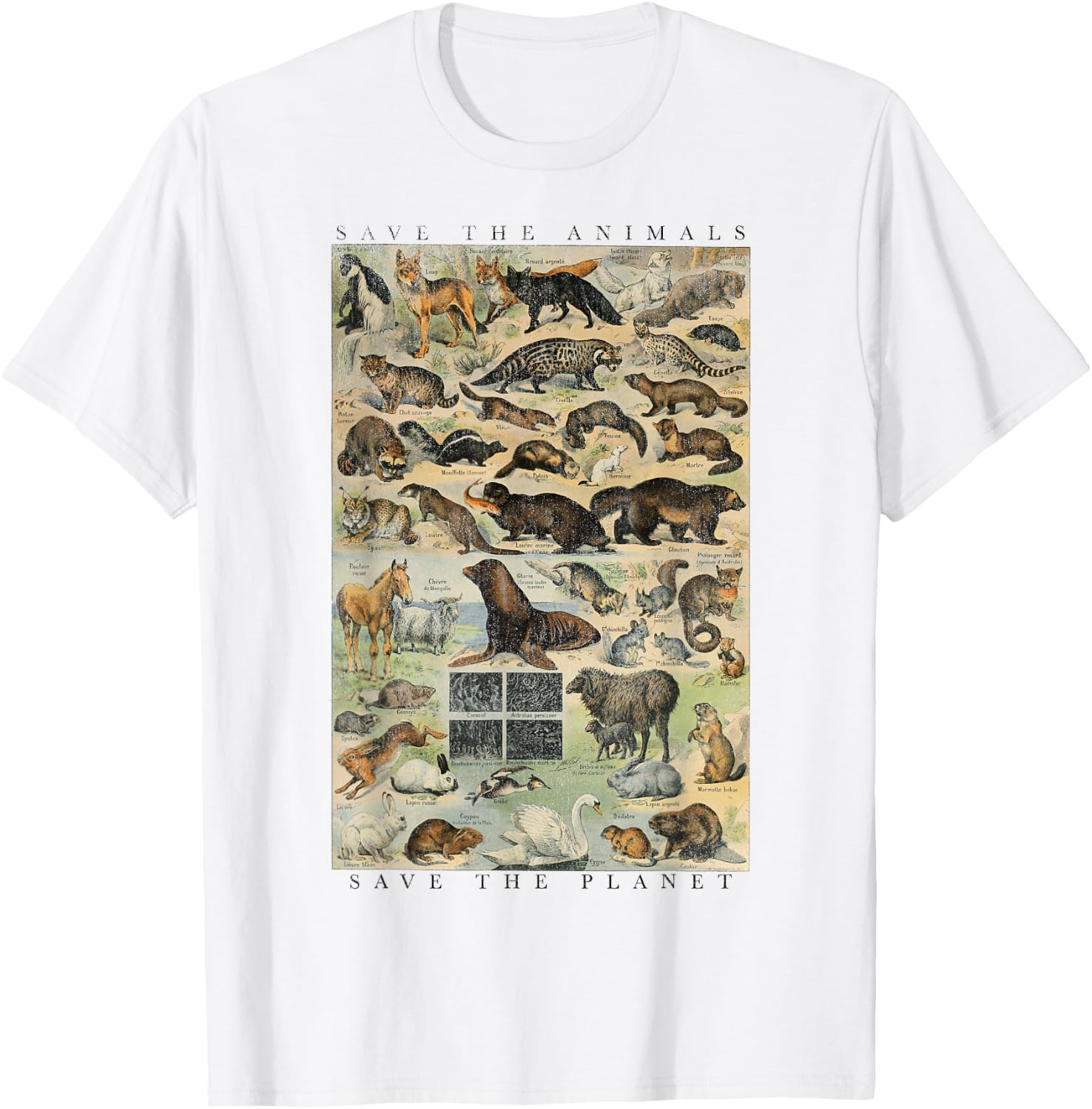 Trendy Save The Animals Save The Planet T-Shirt - T-Shirt | White