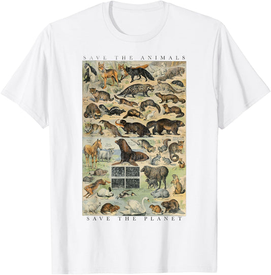 Trendy Save The Animals Save The Planet T-Shirt - T-Shirt | White