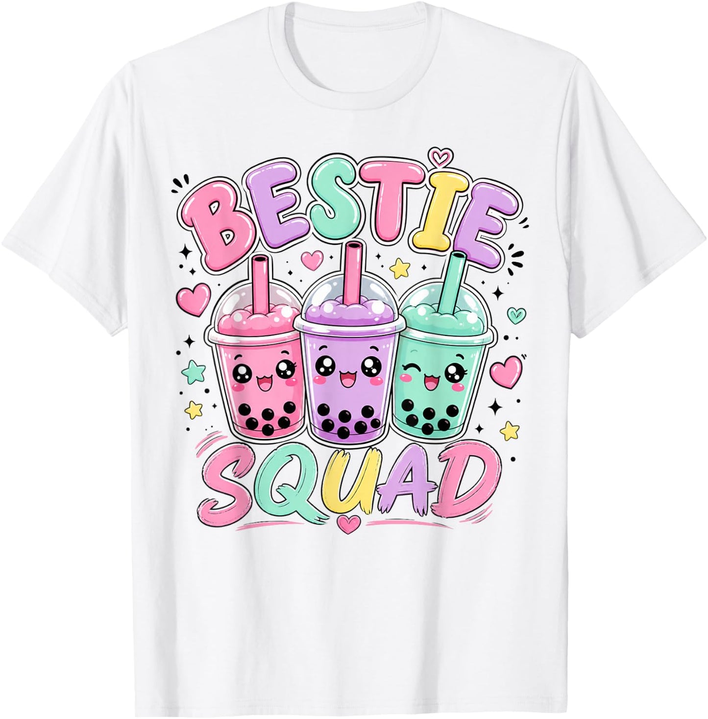 Bestie Squad Twins Day for Girls Bubble Tea Best Friend T-Shirt - T-Shirt | White