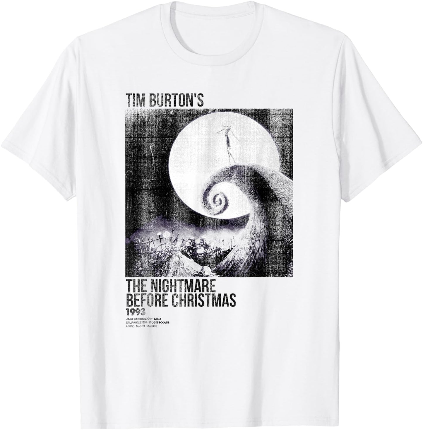 Disney Nightmare Before Christmas Movie Poster Ink Rolled T-Shirt - T-Shirt | White