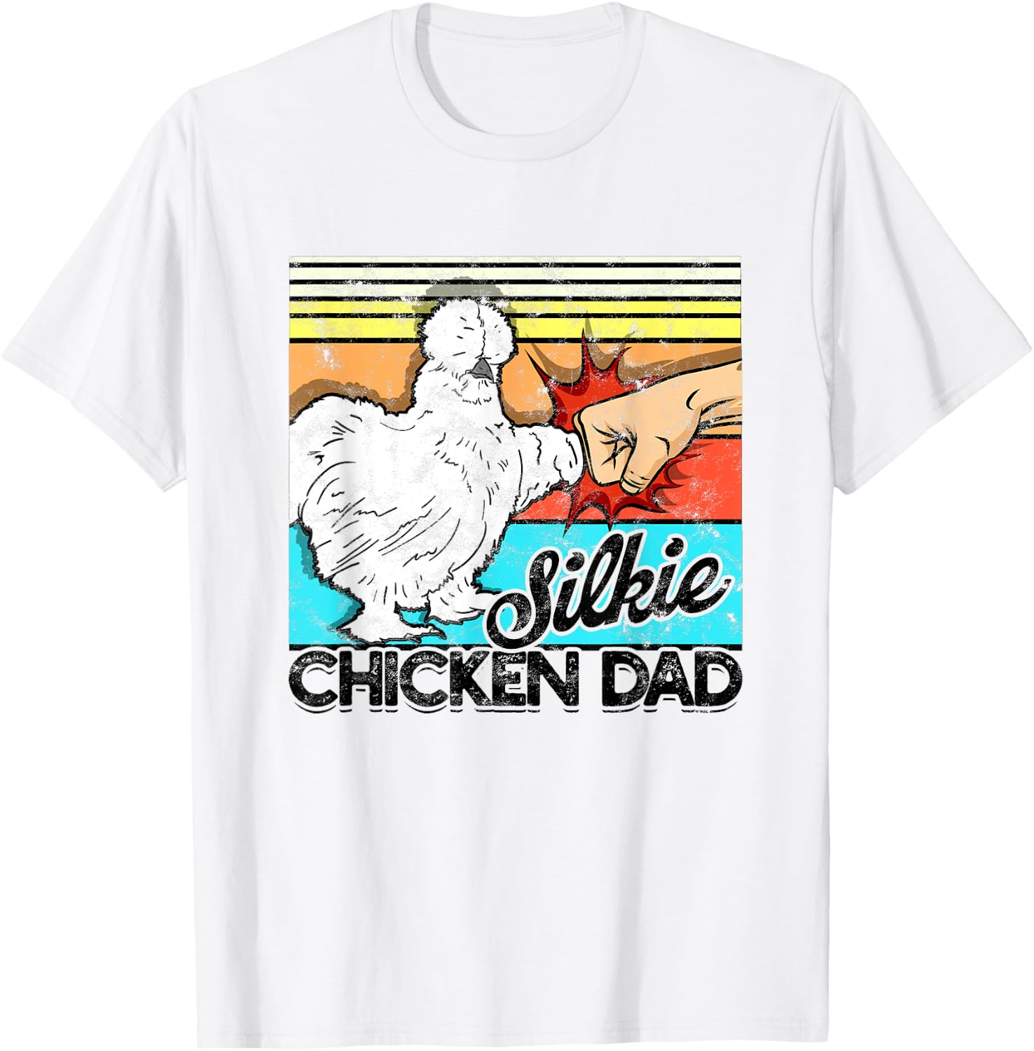 Retro Silkie Chicken Dad Farmer Silky Chickens T-Shirt - T-Shirt | White