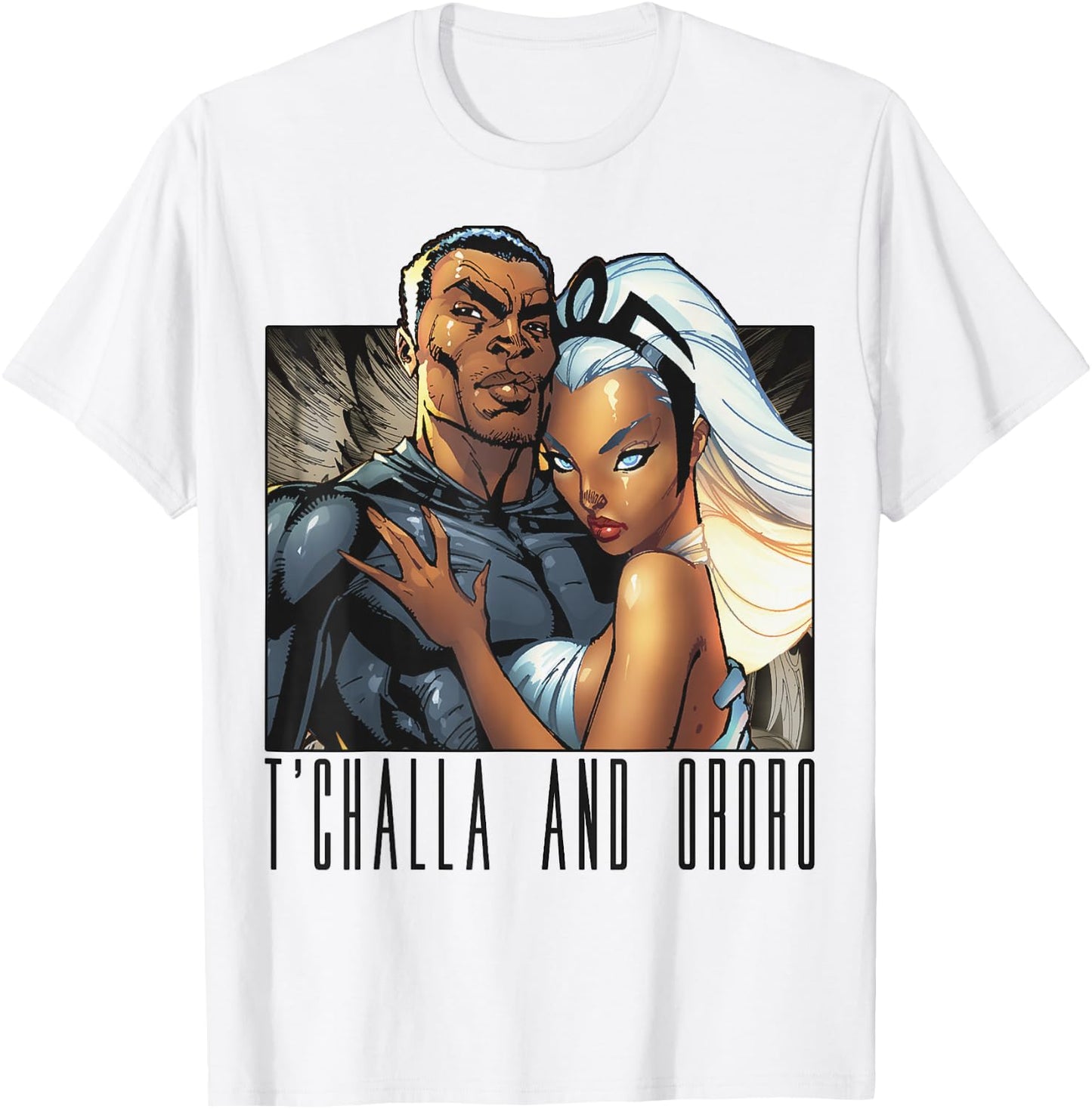 Marvel T'Challa and Ororo Comic Portrait T-Shirt - T-Shirt | White