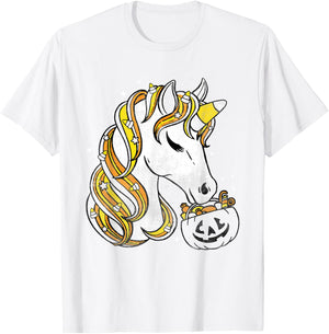 Cute Candy Corn Unicorn Halloween Top T-Shirt - T-Shirt | White