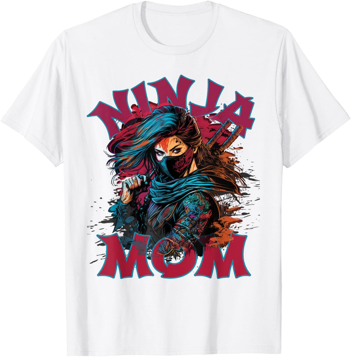 Pink NINJA MOM New Mama Funny Multitasking WFH Baby Birthday T-Shirt - T-Shirt | White