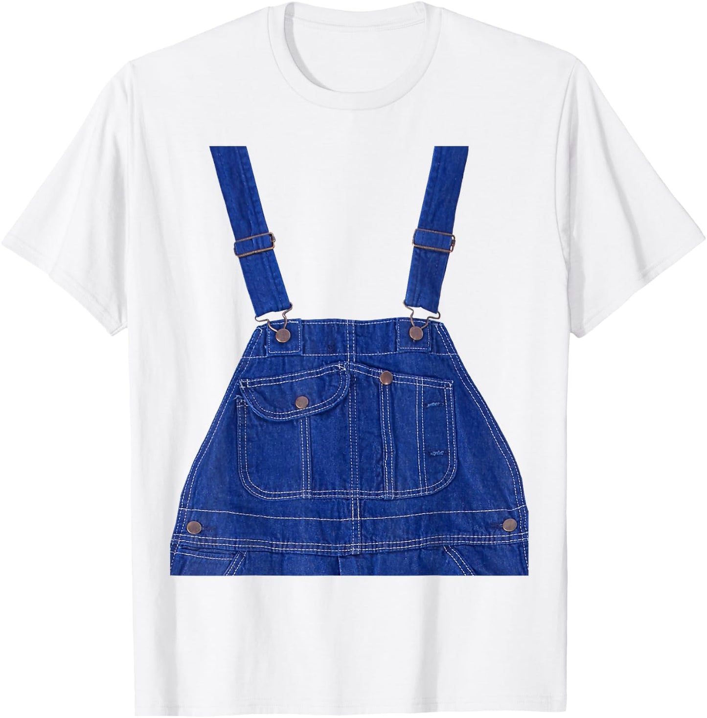 Blue Color Overall Printed On A Yellow Color T-Shirt - T-Shirt | White