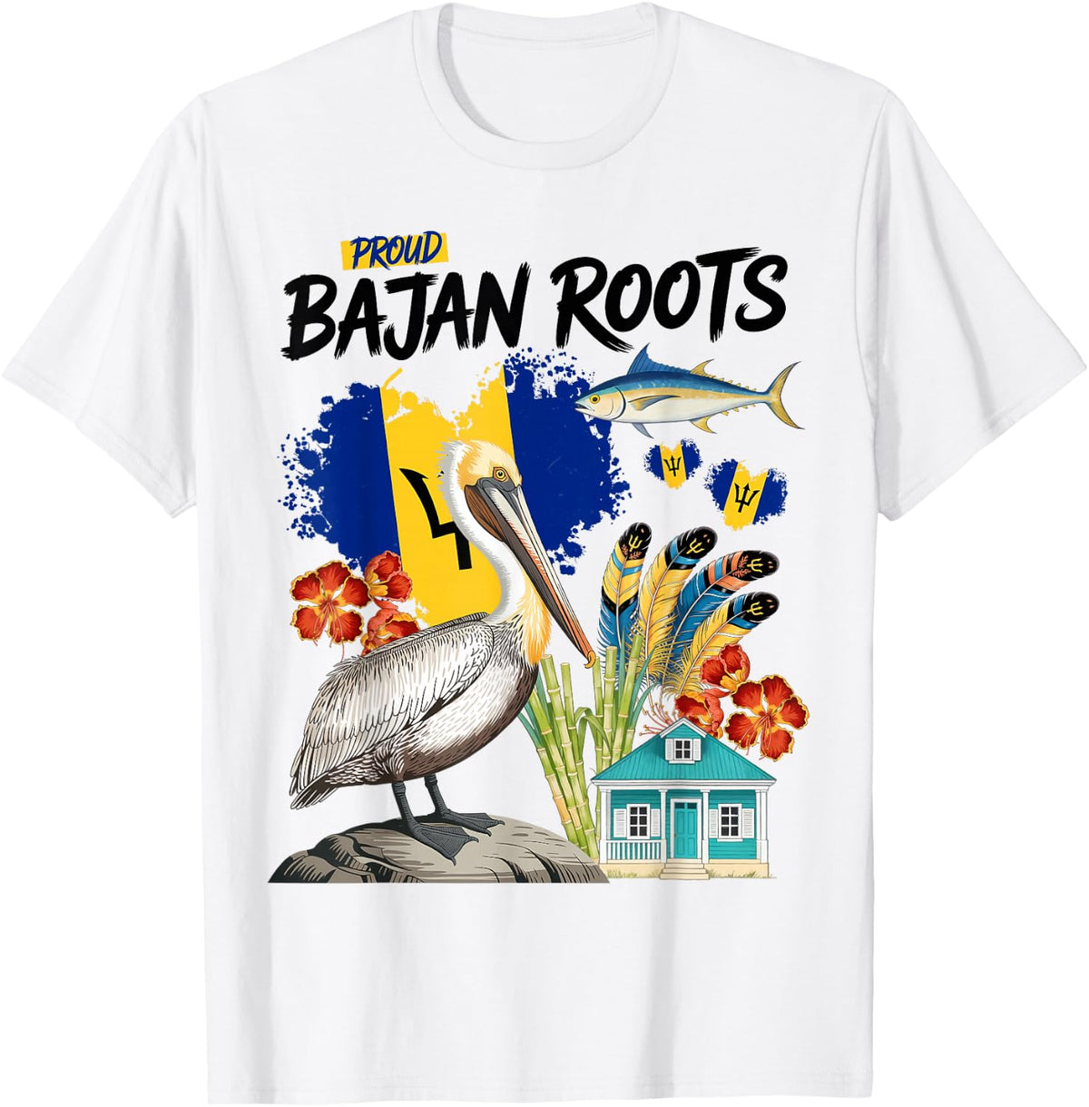 Bajan Flag Costume Outfit Idea & Barbados Themed T-Shirt - T-Shirt | White