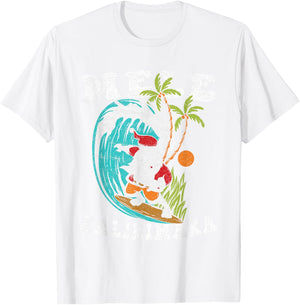 Mele Kalikimaka Hawaii Christmas Surfing Santa T-Shirt - T-Shirt | White