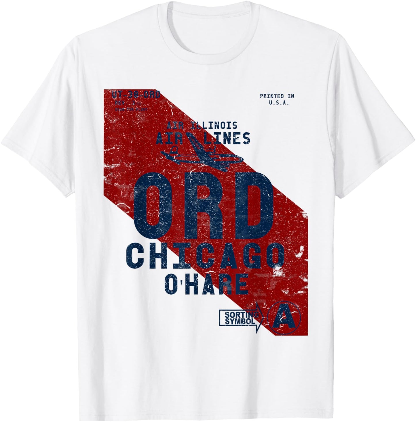 ORD Chicago O'Hare Airport Vintage Airline Tag Series T-Shirt - T-Shirt | White