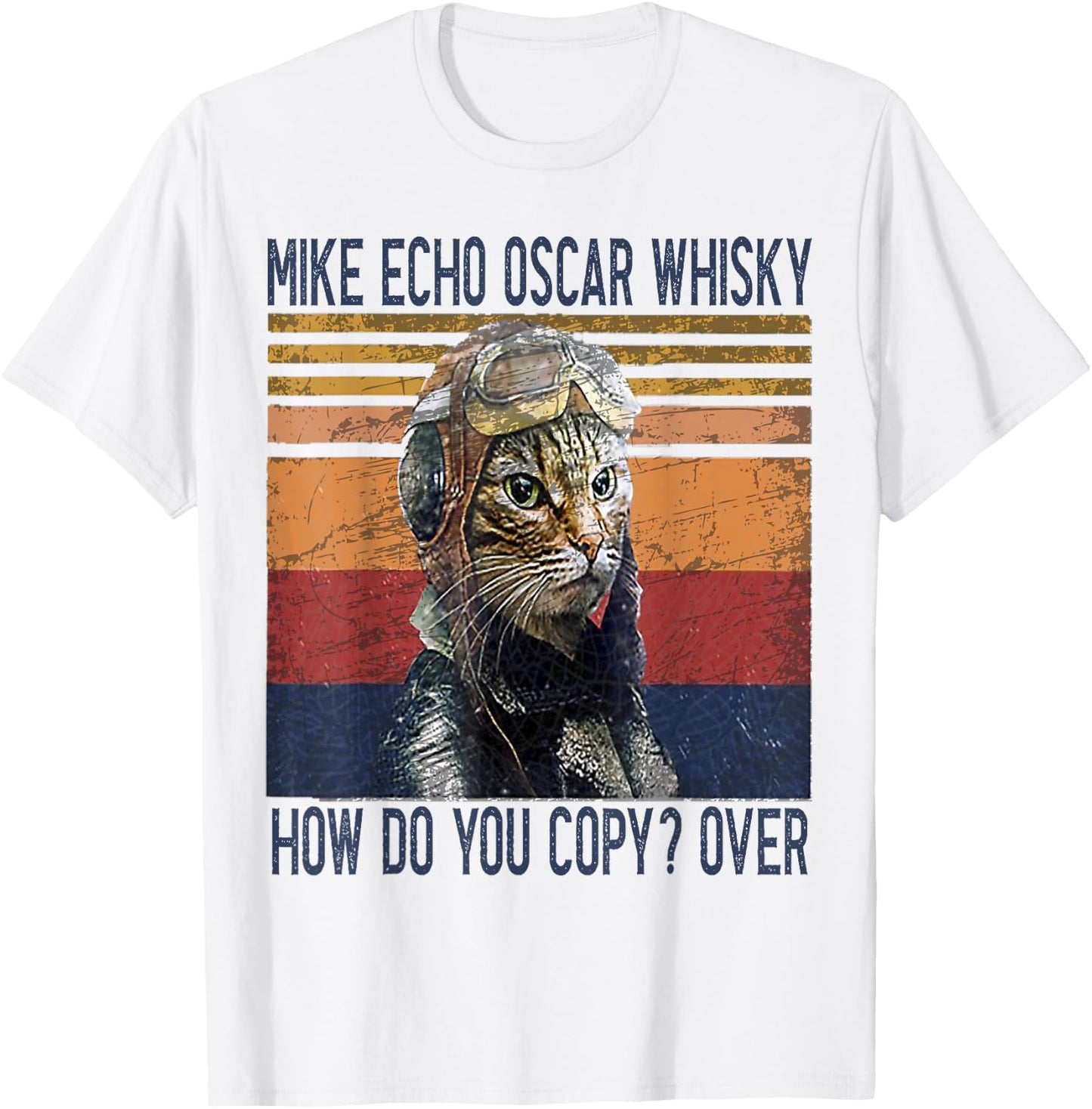 Funny Cat Gift Animals Science lovers Outfits Mike Echo Oscar Whisky How Do You Copy Pilot Kitty Vintage T-Shirt - T-Shirt | White