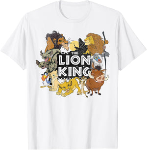 Disney Lion King Group Shot Retro Movie Logo Poster T-Shirt - T-Shirt | White