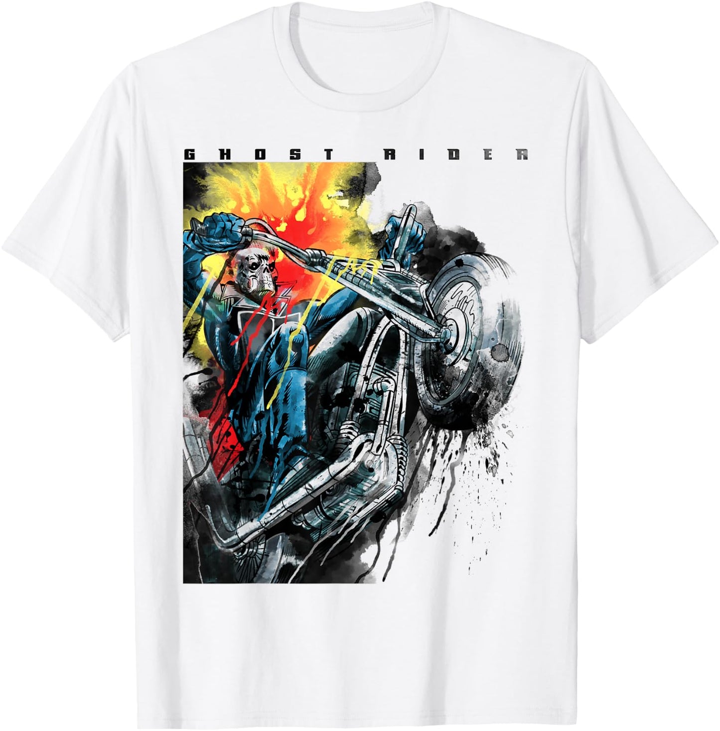 Marvel Ghost Rider Motorcycle Poster T-Shirt - T-Shirt | White