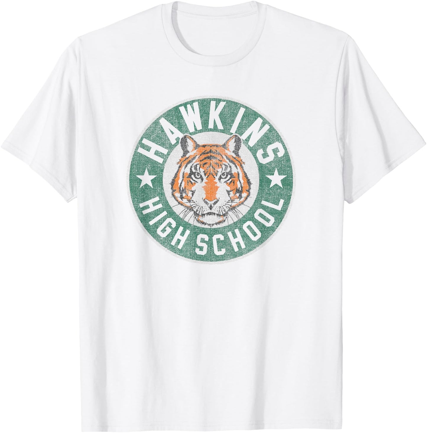 Stranger Things 4 Hawkins High School Tiger Circle T-Shirt - T-Shirt | White