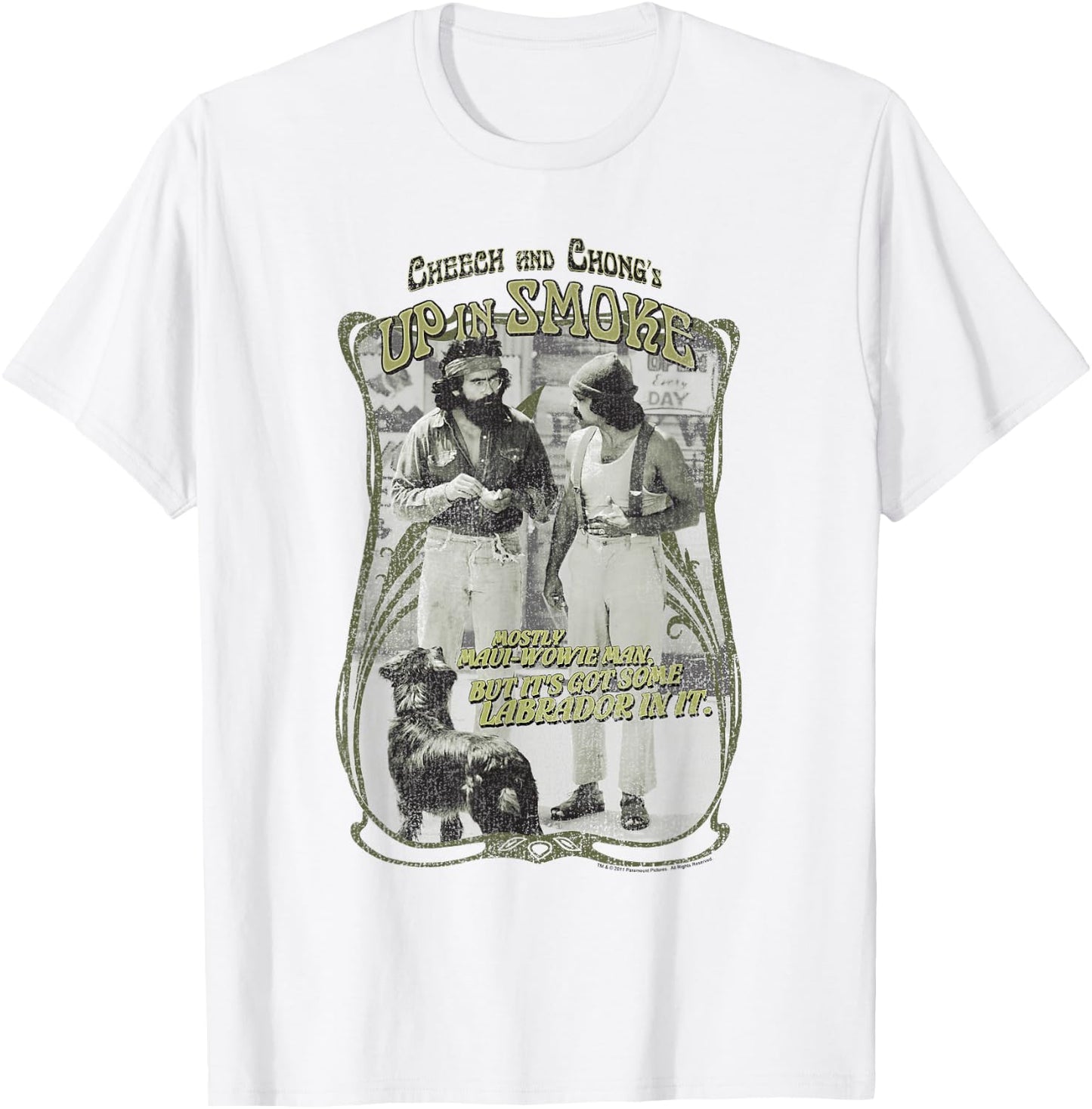 Up in Smoke Cheech and Chong Labrador T-Shirt - T-Shirt | White