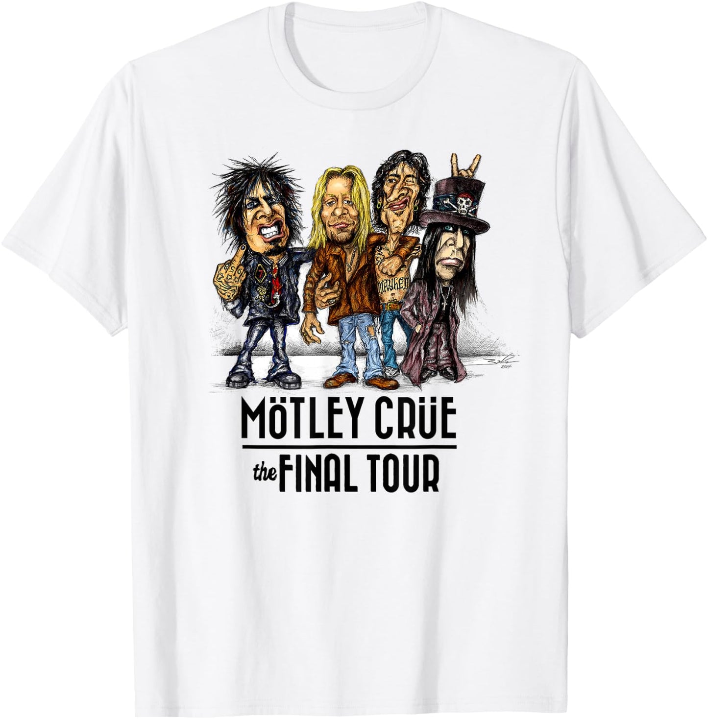 Mötley Crüe – The Final Tour Caricature T-Shirt - T-Shirt | White