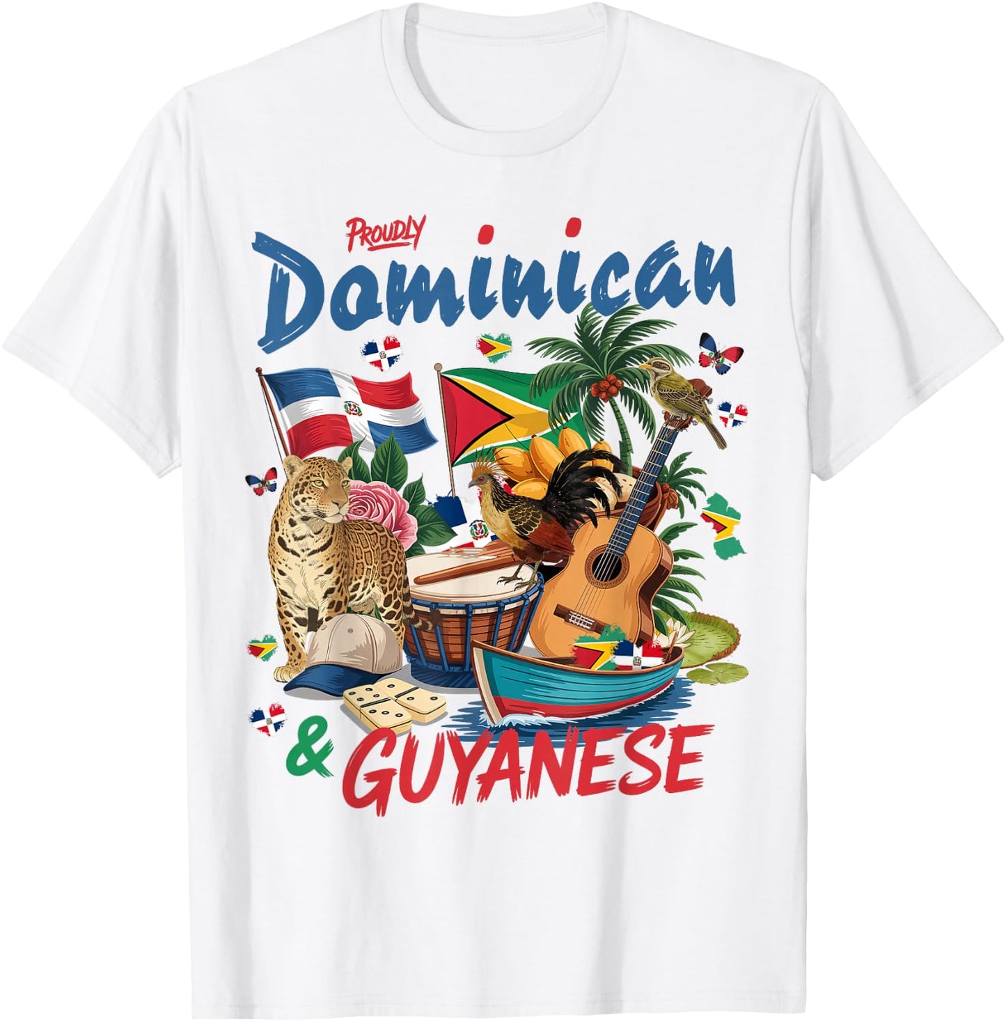 Guyana & Dominican Flag Culture Idea Guyanese T-Shirt - T-Shirt | White
