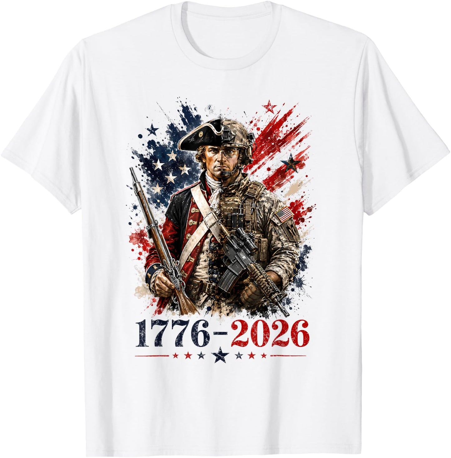 Patriotic 1776 2026 Soldier 250th Anniversary USA 4th July T-Shirt - T-Shirt | White