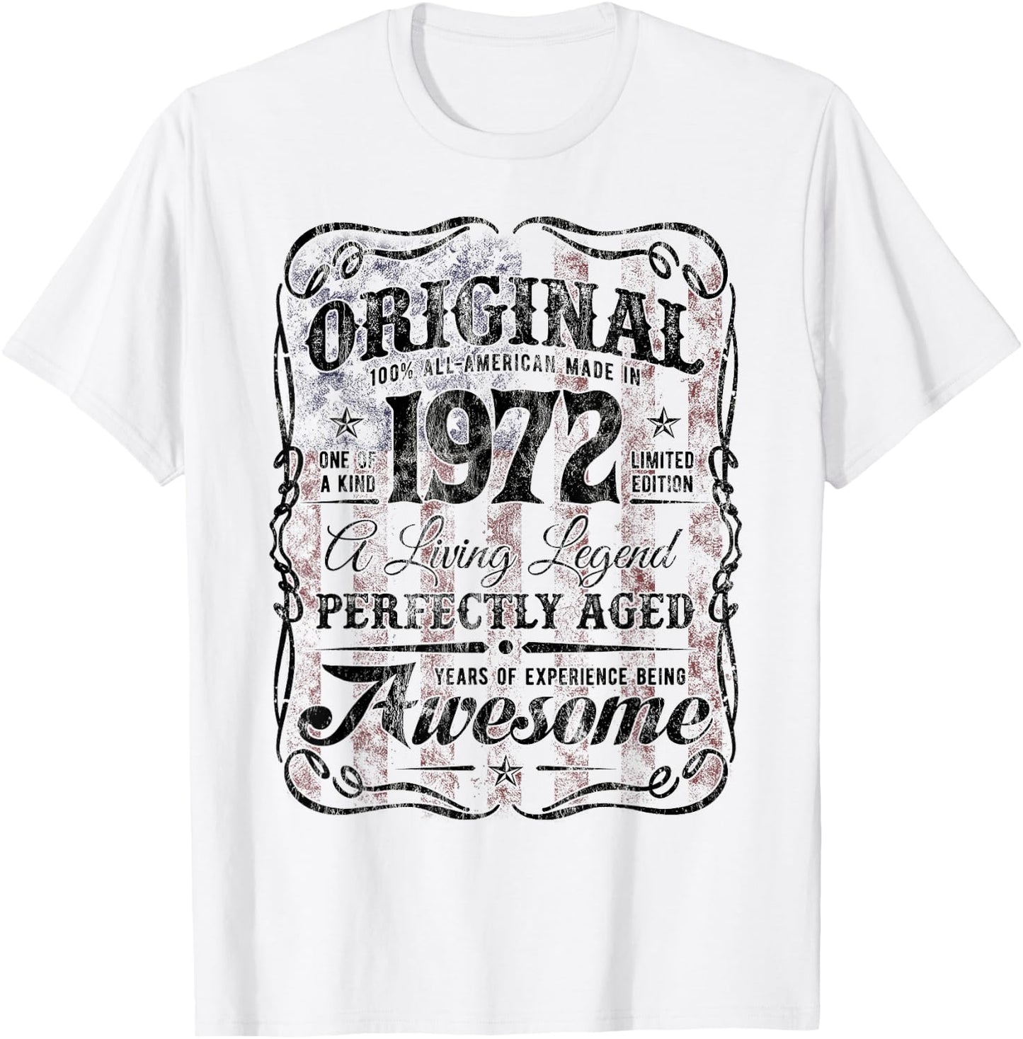 Vintage USA Legend Born In 1972 The Original Birthday T-Shirt - T-Shirt | White