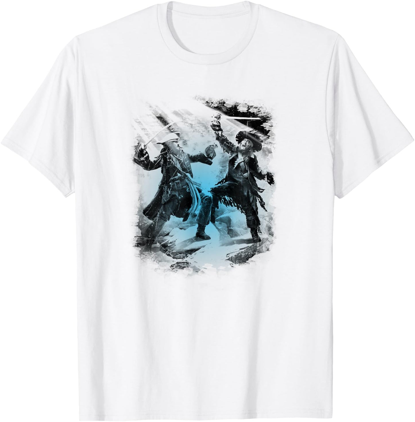 Disney Pirates of The Caribbean Jack Sparrow Hector Barbossa T-Shirt - T-Shirt | White