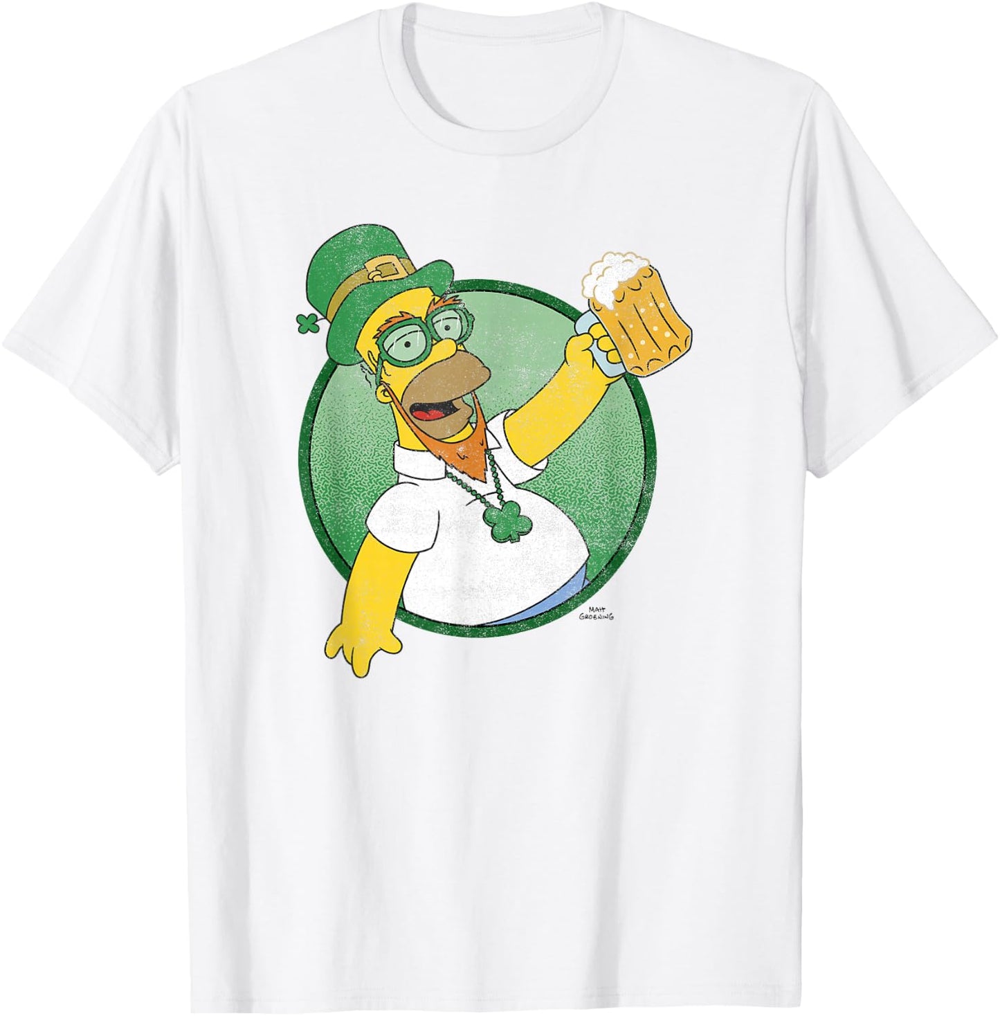 The Simpsons St. Patrick's Day Homer Lucky Beer Celebration T-Shirt - T-Shirt | White