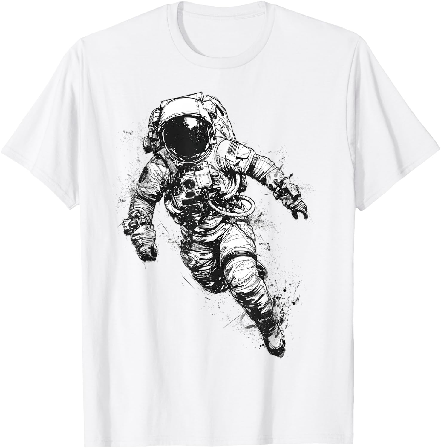 Astronaut Graphic Space Motif Astronaut T-Shirt - T-Shirt | White