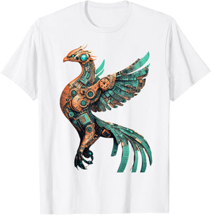 Mechanical Phoenix Art for Sci Fi and Cyberpunk Lovers T-Shirt - T-Shirt | White