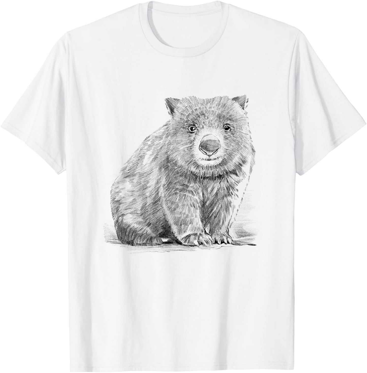 Wombat Pencil Drawing T-Shirt - T-Shirt | White
