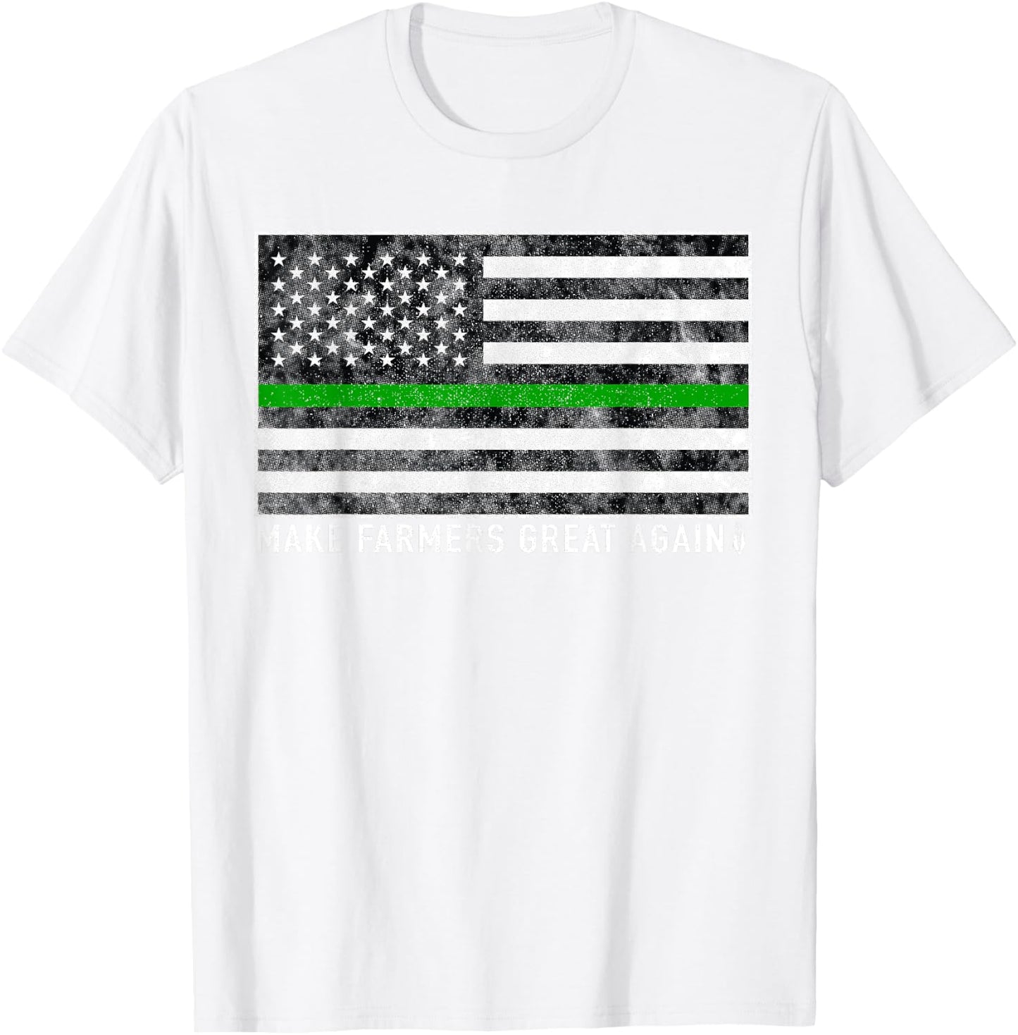 Make Farmers Great Again Shirt US Flag Green Line T-Shirt - T-Shirt | White