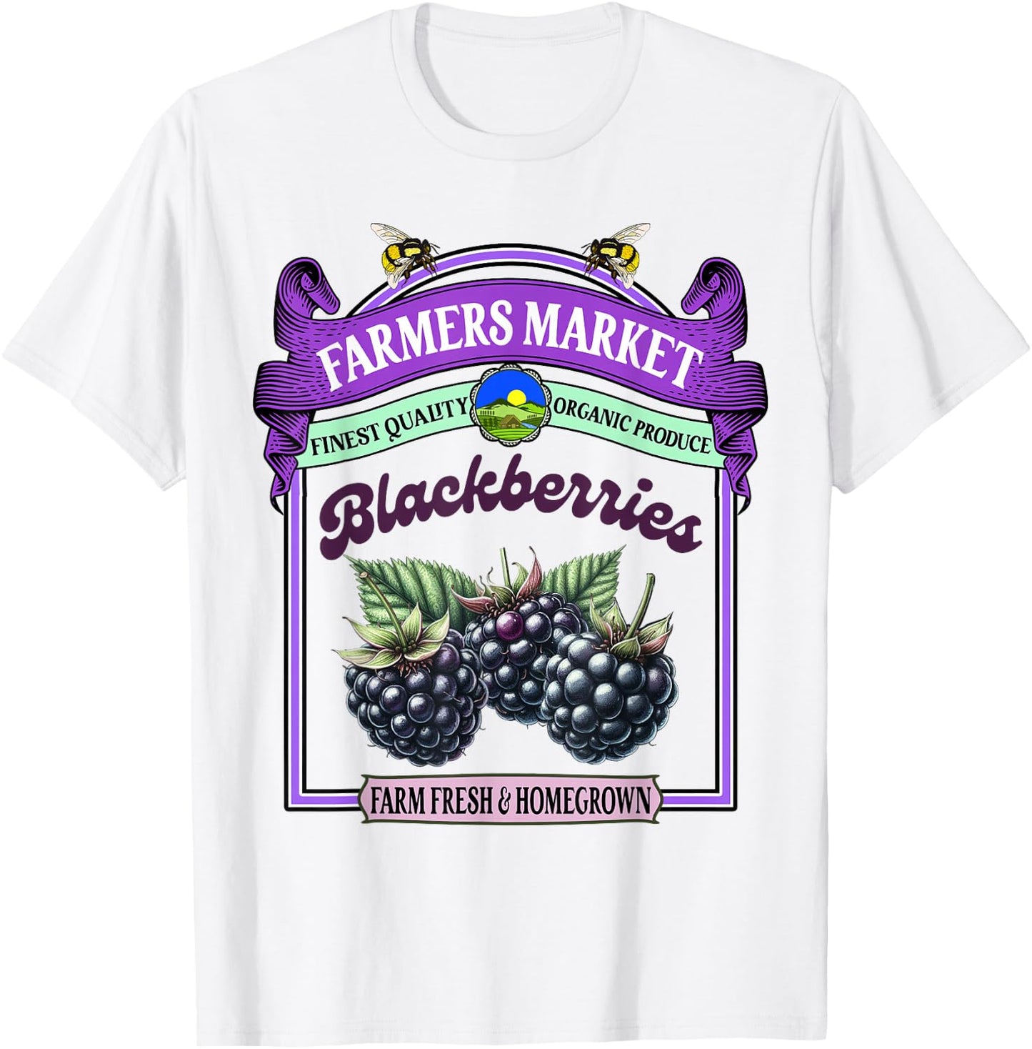Farmers Market Fresh Gardening Farmers Market Blackberries T-Shirt - T-Shirt | White