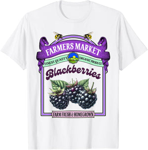 Farmers Market Fresh Gardening Farmers Market Blackberries T-Shirt - T-Shirt | White
