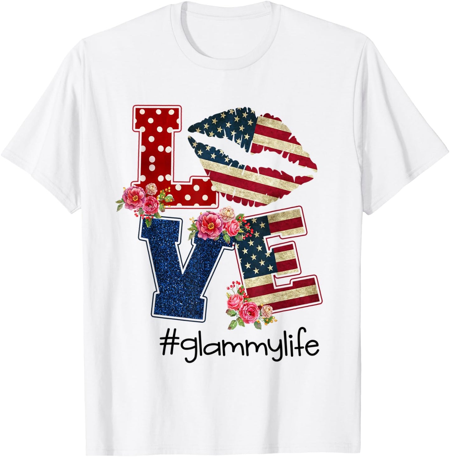 Love Glammy life -Lips flag-Gift Independence day Men T-Shirt - T-Shirt | White