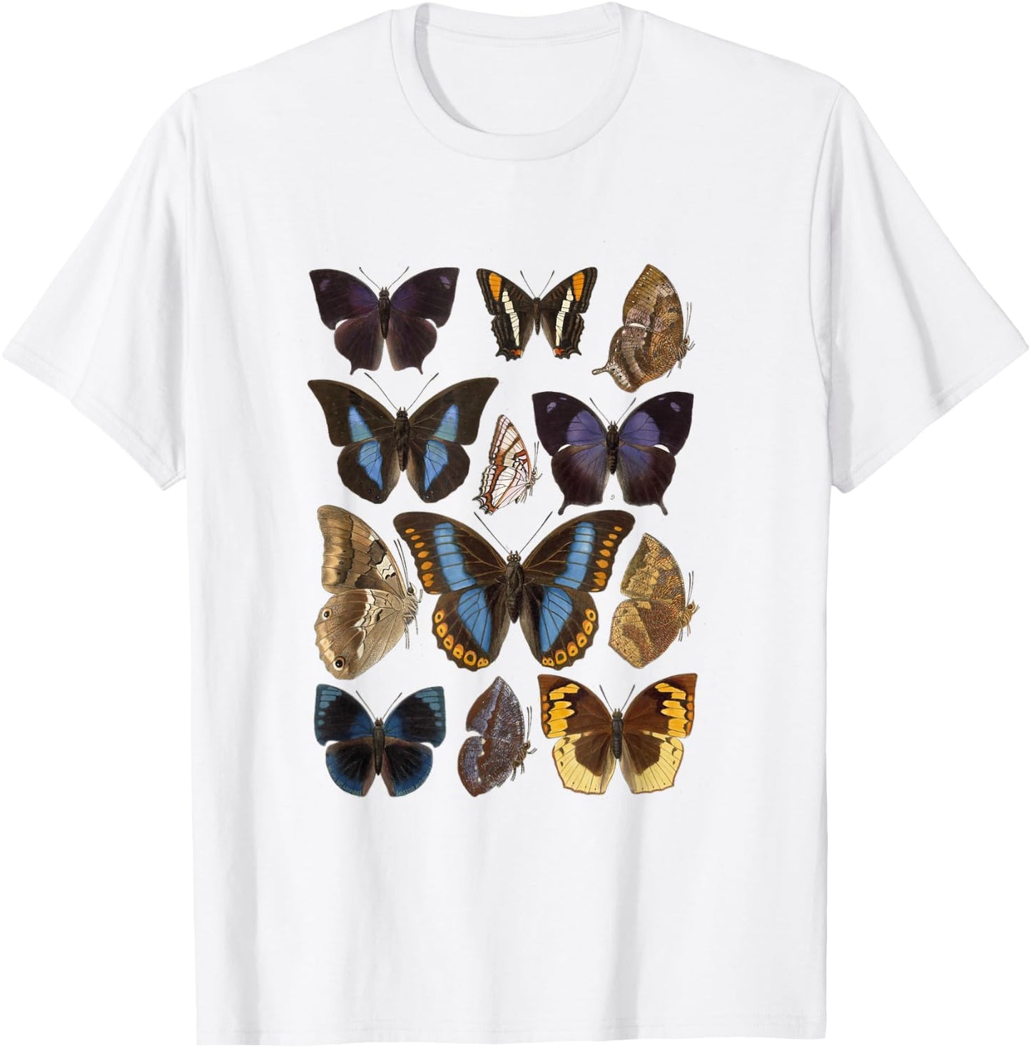 Vintage Botanical Butterfly Species T-Shirt - T-Shirt | White