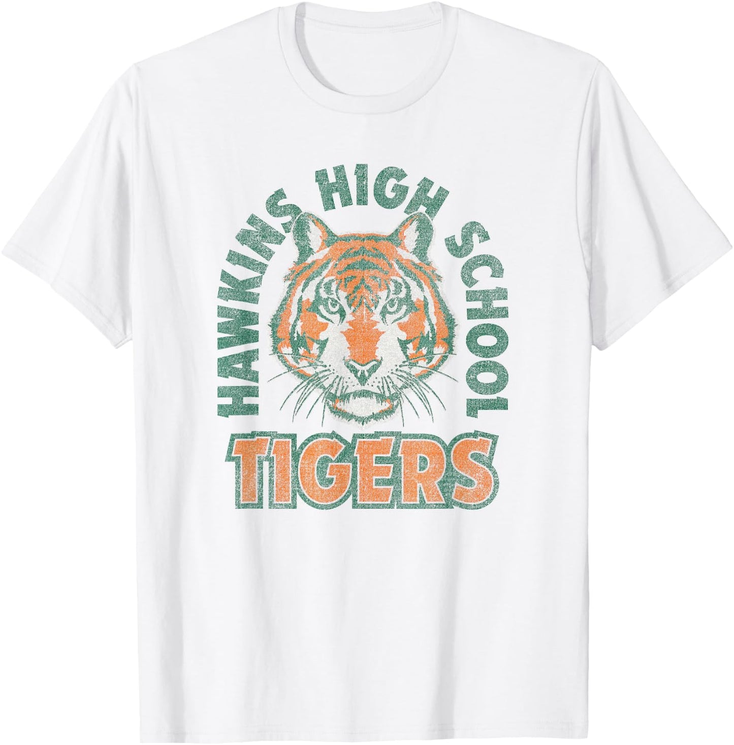 Stranger Things 4 Hawkins Tigers Faded Logo T-Shirt - T-Shirt | White