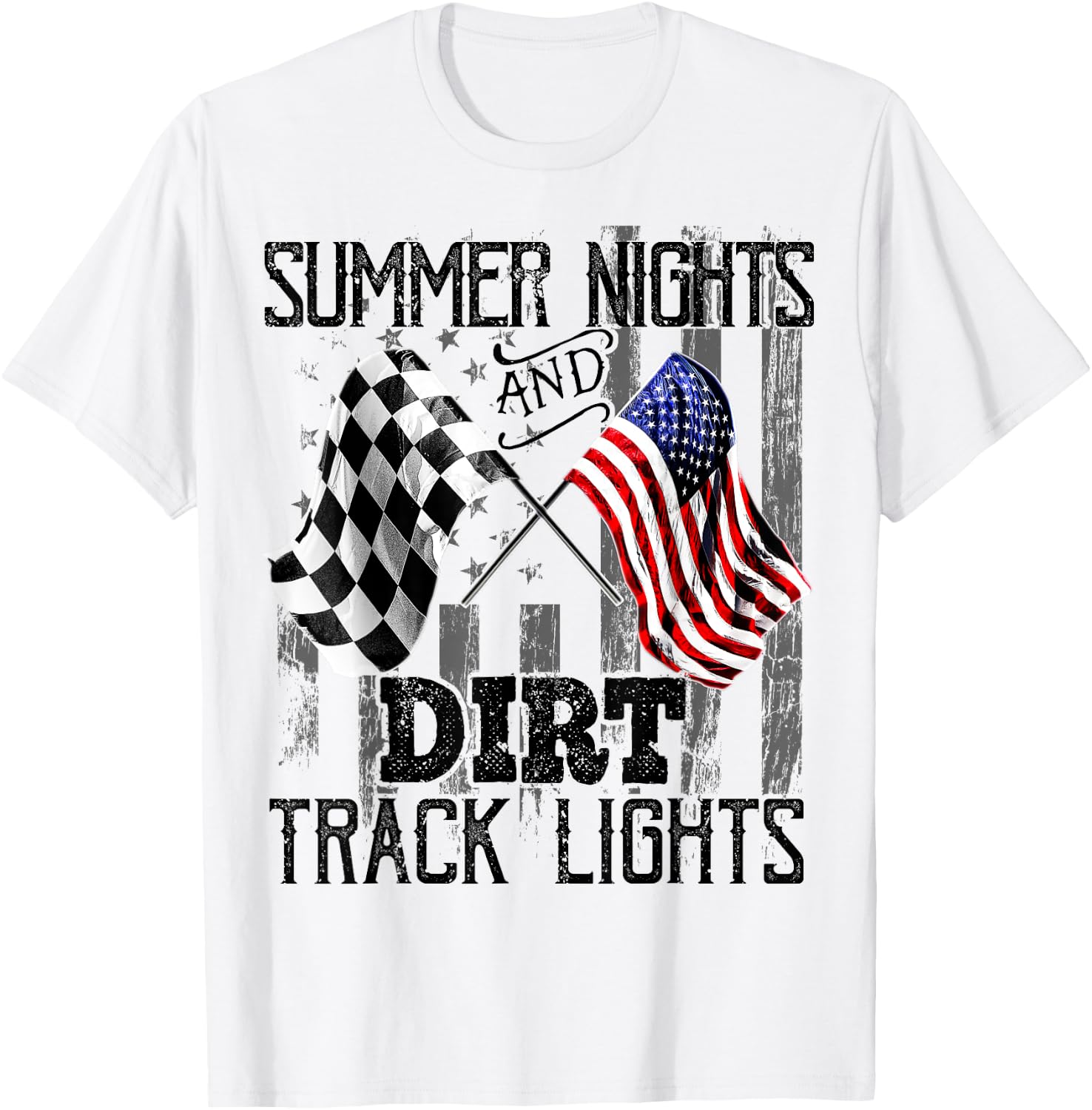 Summer Nights Dirt Track Lights Racing Motocross Gift Men T-Shirt - T-Shirt | White