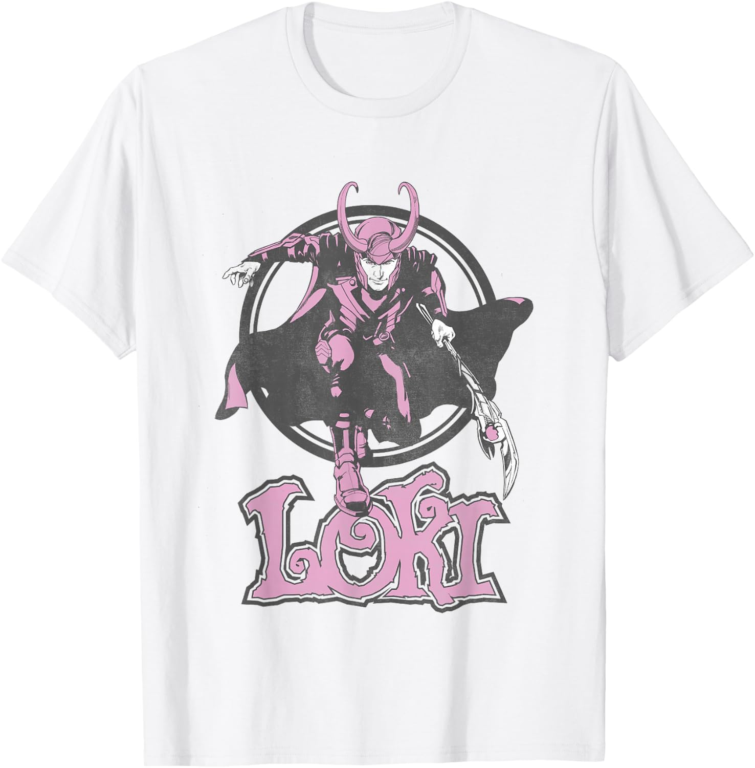 Marvel Loki Retro Pink Hue Stance Portrait T-Shirt - T-Shirt | White