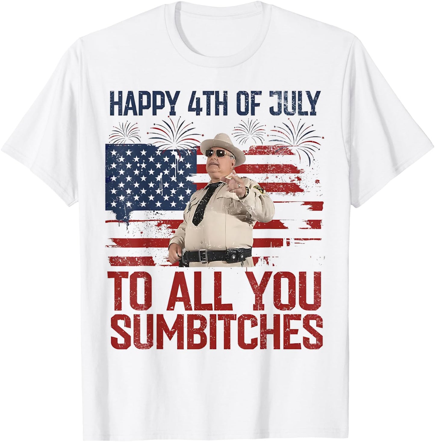 USA Flag Fireworks T-Shirt - T-Shirt | White