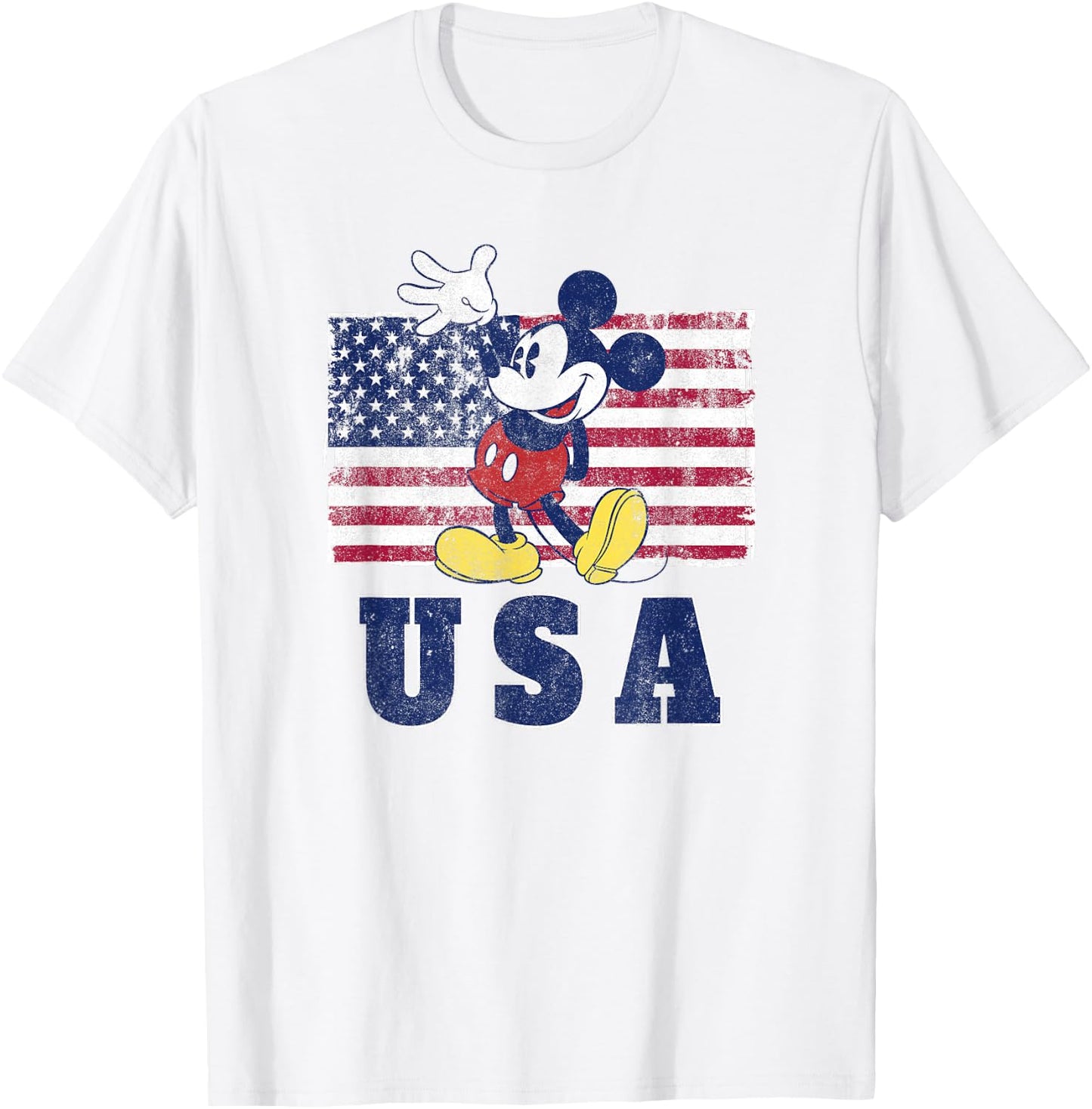 Disney Mickey Classic Mickey American Flag 4th of July T-Shirt - T-Shirt | White