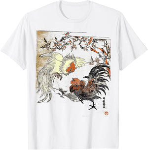 Cocks Fighting Roosters Cockfighting Vintage T-Shirt - T-Shirt | White