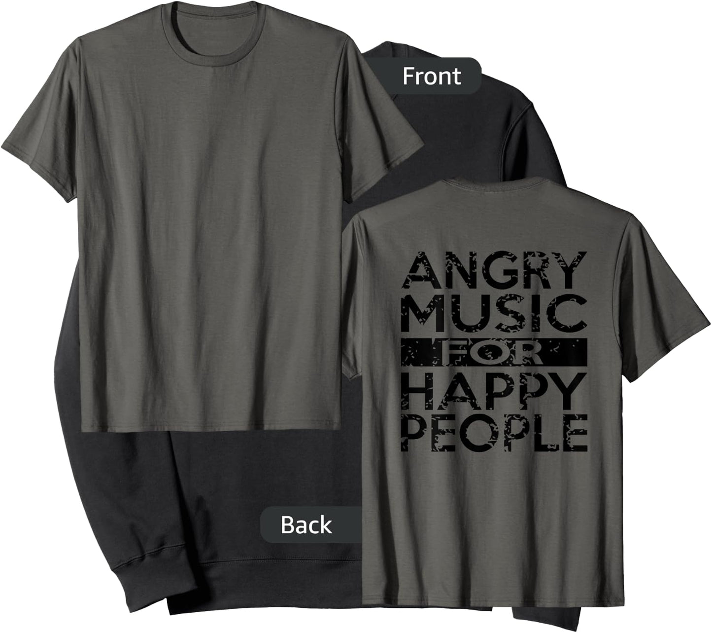 BACK PRINT Angry Music Happy People Heavy Metal Hard Rock Sweatshirt - Sweatshirt | Black